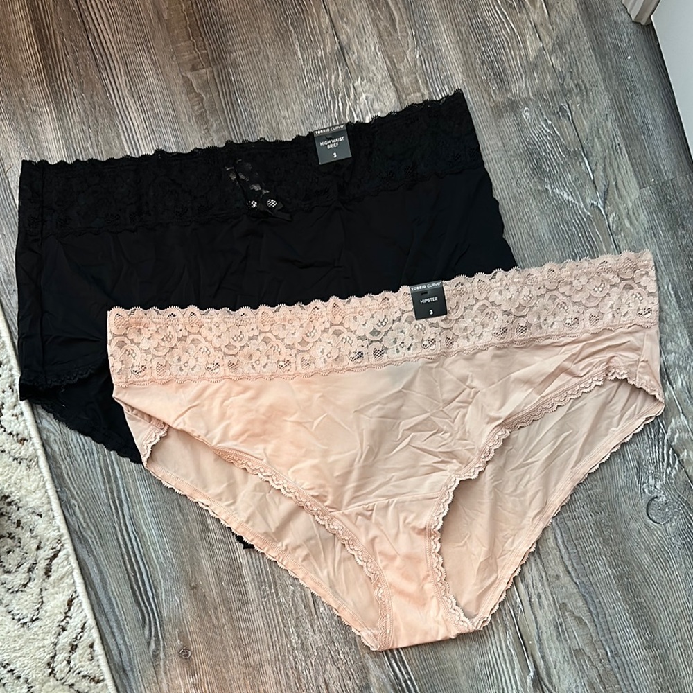 Torrid Black and Pink Lace Trim Panties